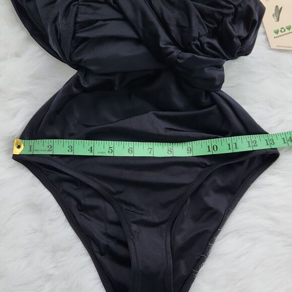 We Are HaH It Suits U Black Convertible One Piece 2in1 Ruched Dress Swimsuit XS - Picture 8 of 9
